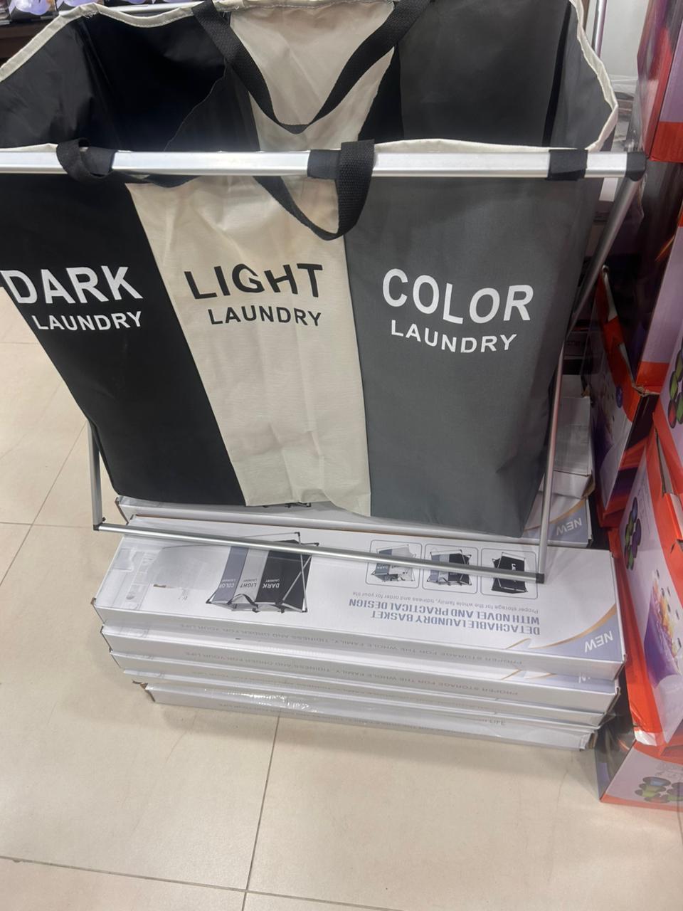 Grand Panier À Linge Pliable à 3 Compartiments 